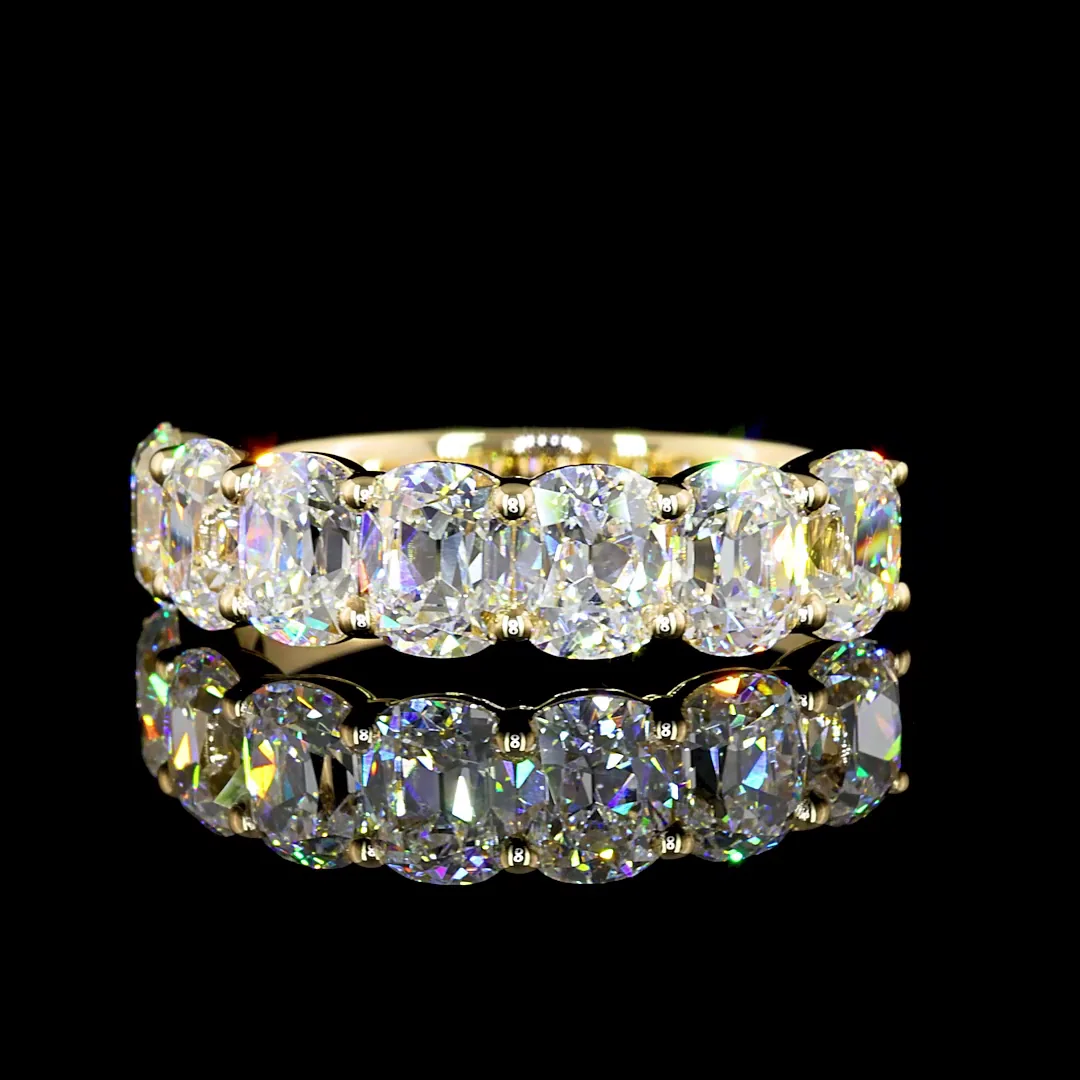 2.16 Cts 14k Yellow Gold Antique Cushion Shape 7 Stones Eternity Band - Video