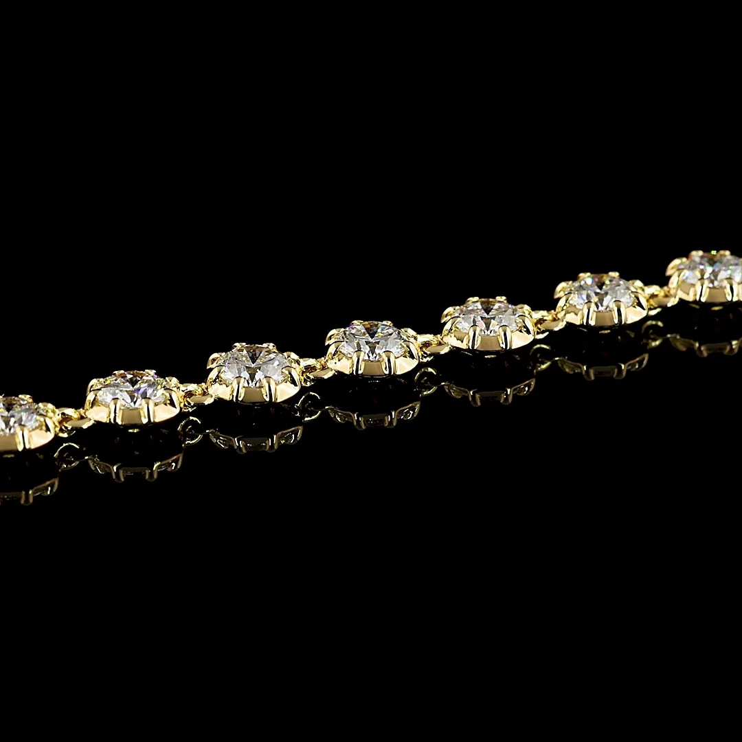 4.09 Cts 14k Yellow Gold Round Shape Tennis Bracelet - Image 2