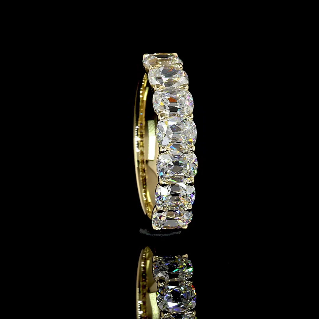 3.27 Cts 14k Yellow Gold Antique Cushion Shape 7 Stones Eternity Band - Image 2