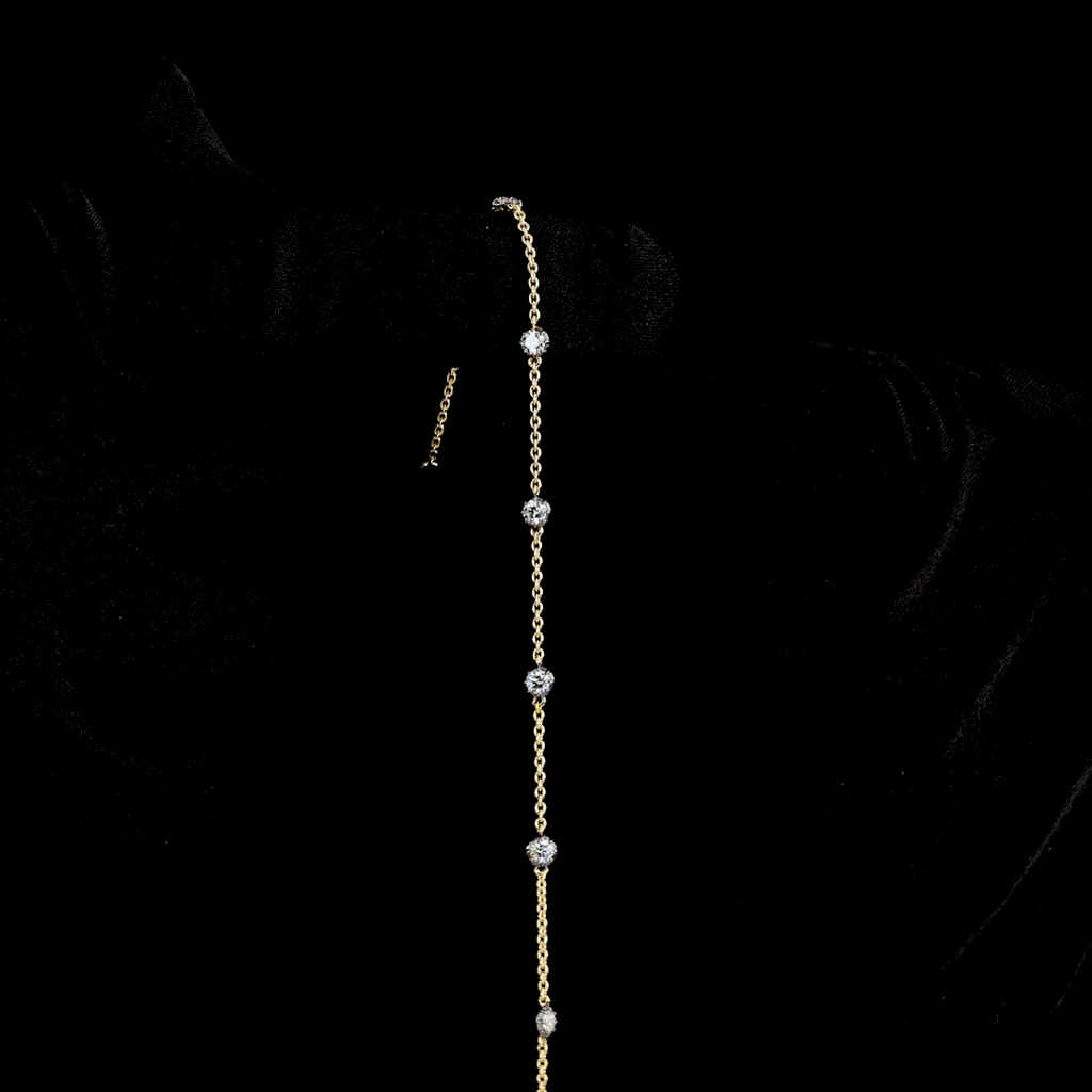 0.65 Cts 14k Yellow Gold Round Shape Station Bracelet - Image 3