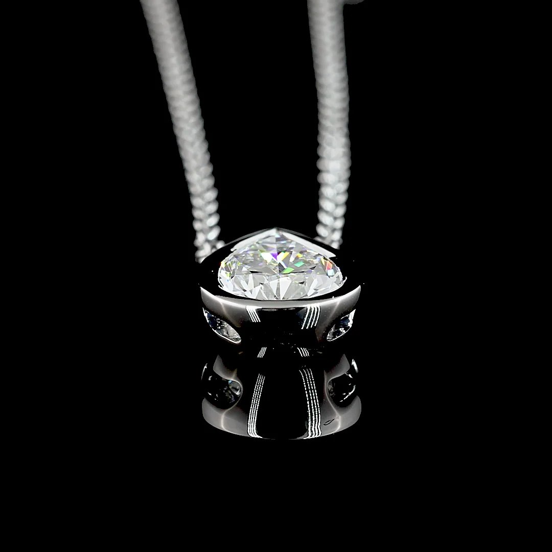 1.62 Cts 14k White Gold Pear Shape Solitaire Pendant - Image 2