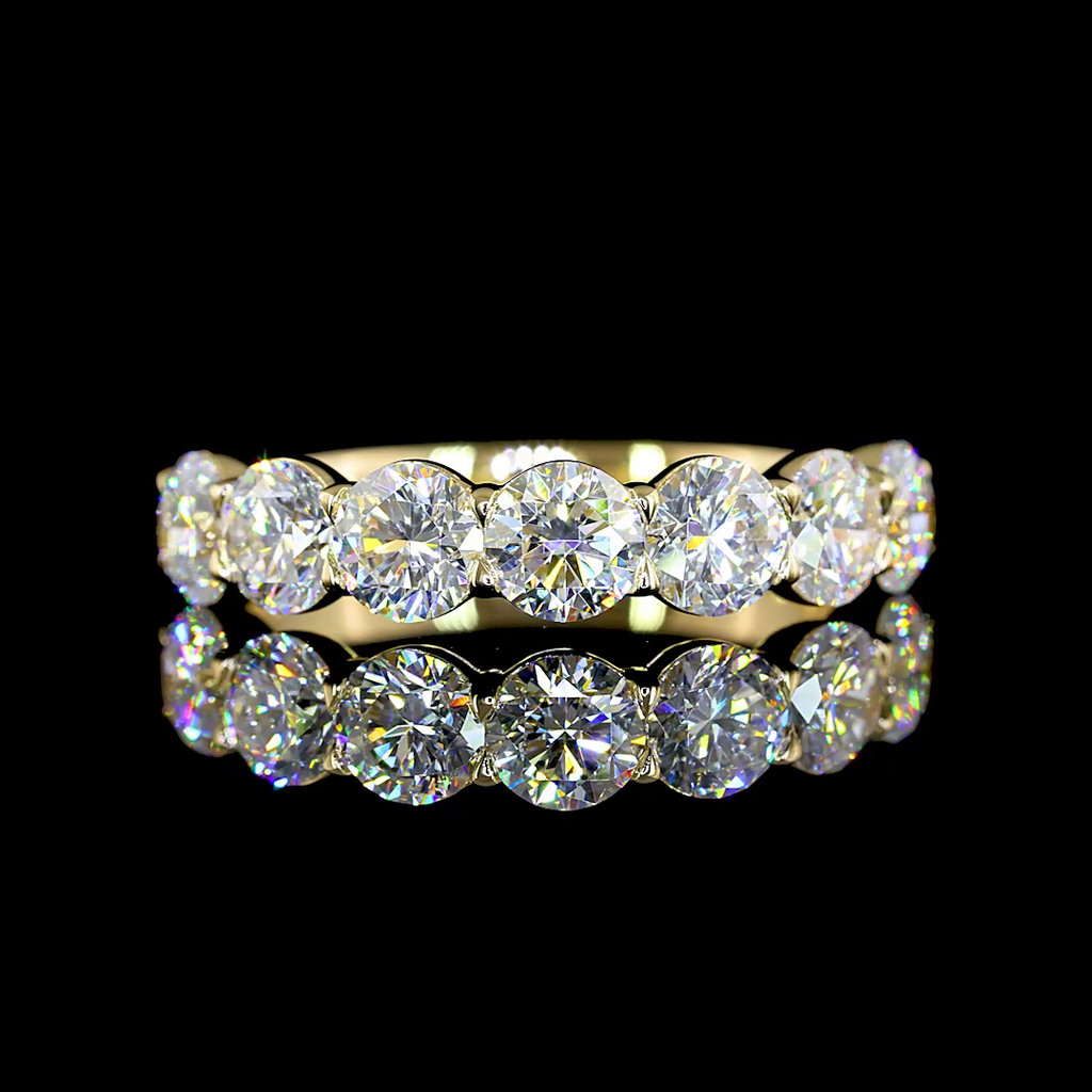 2.12 Cts 14k Yellow Gold Round Shape 7 Stones Eternity Band - Video
