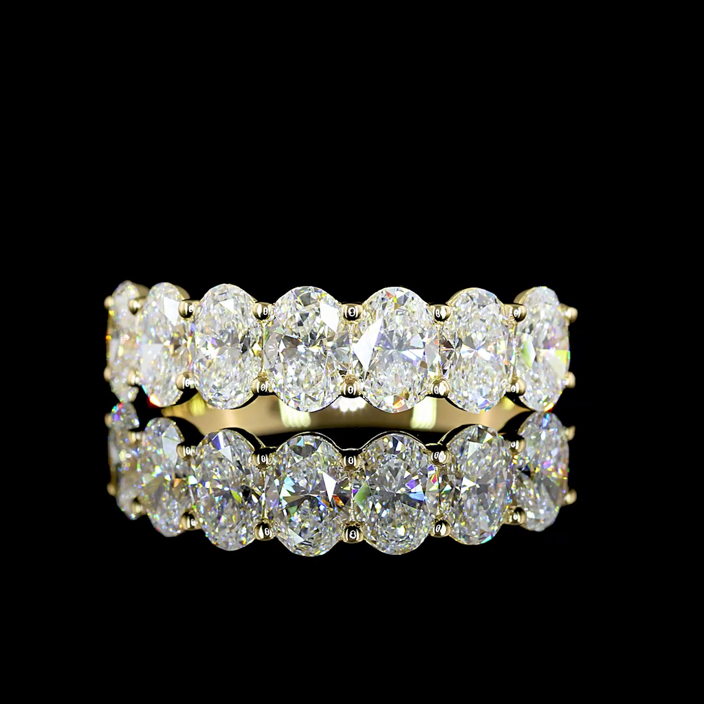 1.96 Cts 14k Yellow Gold Oval Shape 7 Stones Eternity Band - Video