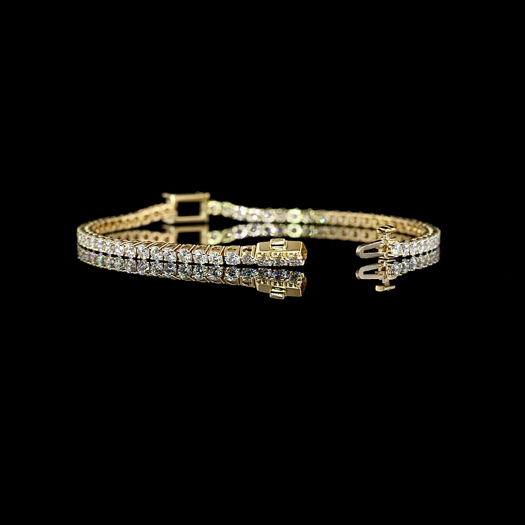 4.83 Cts 14k Yellow Gold Emerald Shape Station Line Tennis Bracelet - Image 2