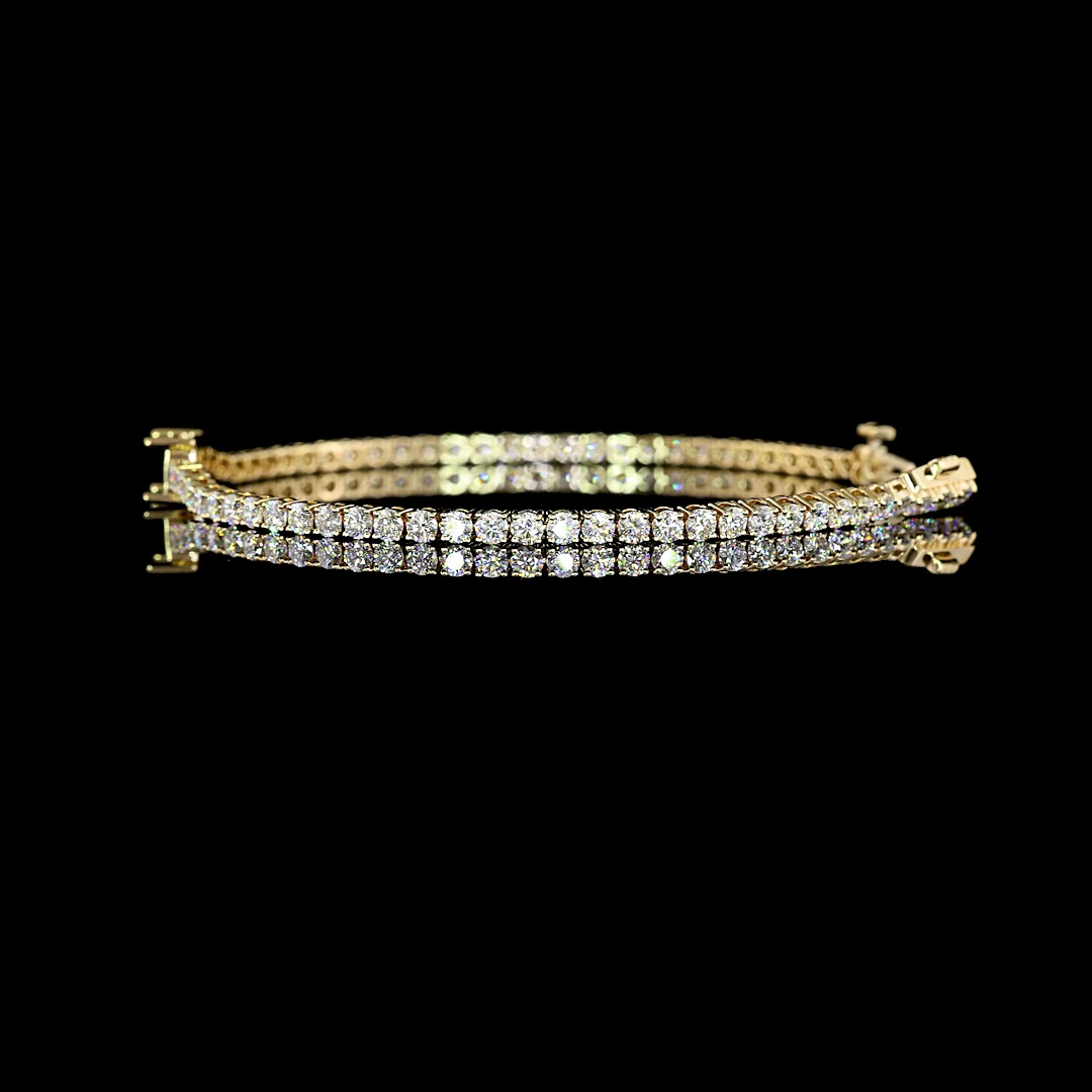 4.83 Cts 14k Yellow Gold Emerald Shape Station Line Tennis Bracelet - Image 3