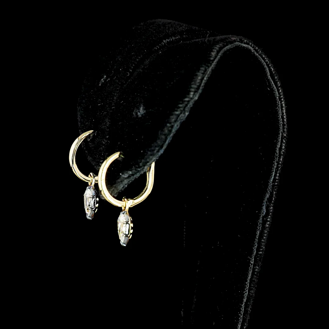 0.54 Cts 14k Yellow Gold Pear Shape Hanging Earring - Image 2