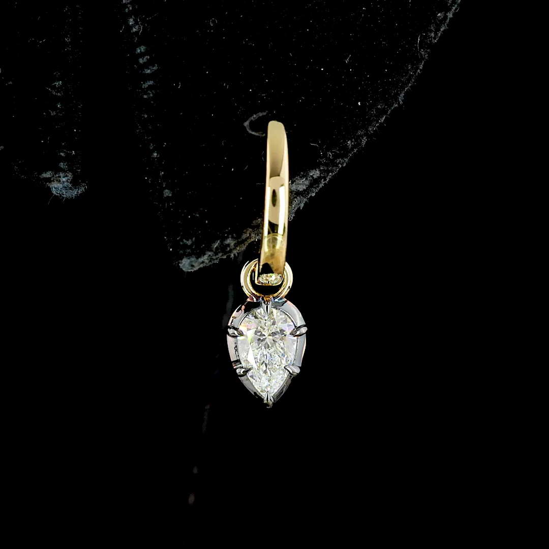 0.54 Cts 14k Yellow Gold Pear Shape Hanging Earring - Image 3