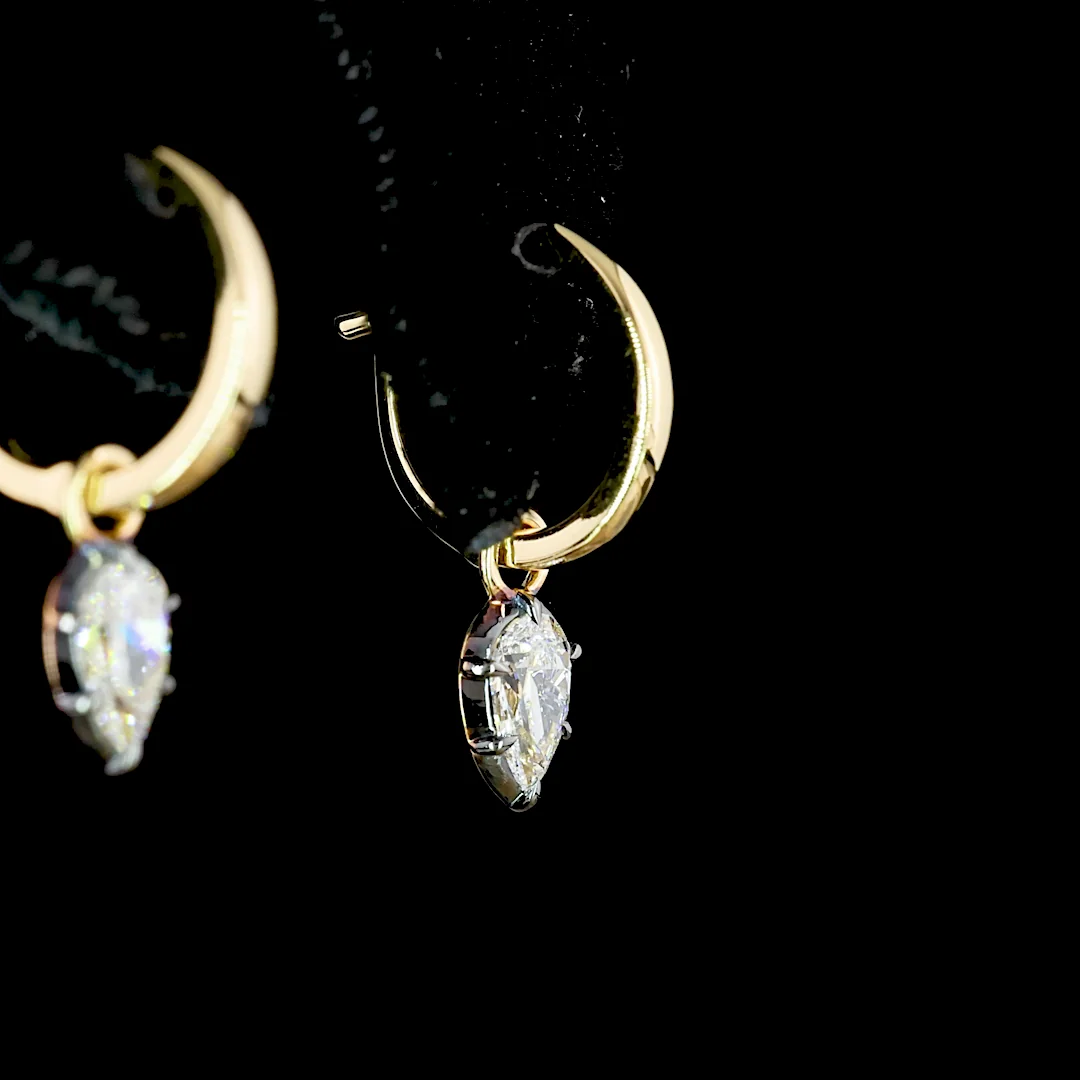 0.54 Cts 14k Yellow Gold Pear Shape Hanging Earring - Image 4