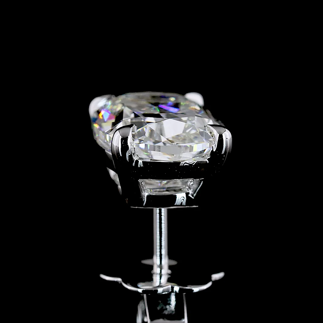 5.47 Cts 14k White Gold Cushion Brilliant Shape Studs Earring - Image 4