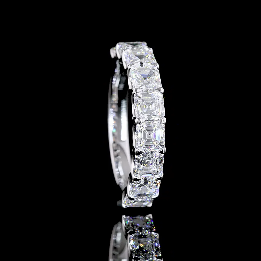 2.78 Cts 14k White Gold Asscher Shape Half Eternity Eternity Band - Image 2