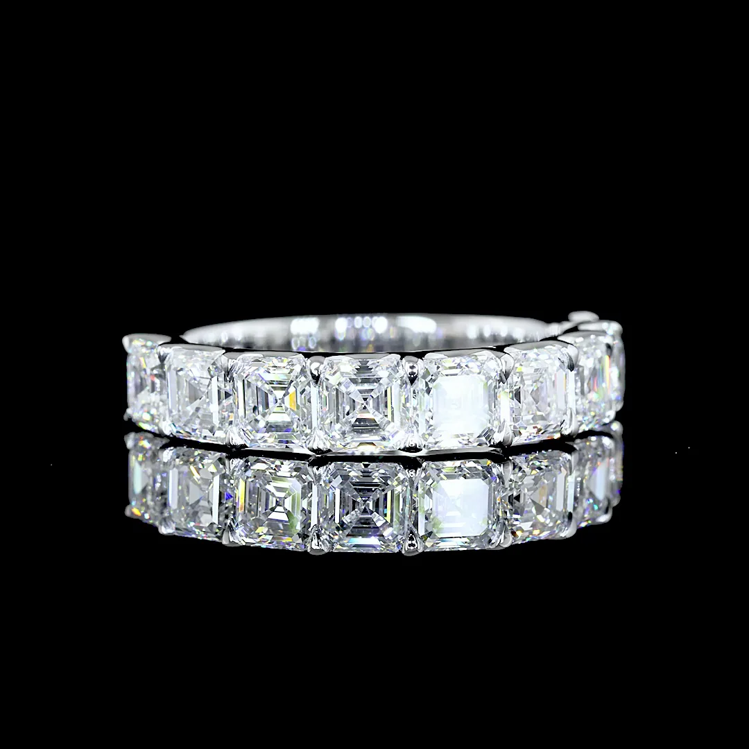 2.78 Cts 14k White Gold Asscher Shape Half Eternity Eternity Band - Video