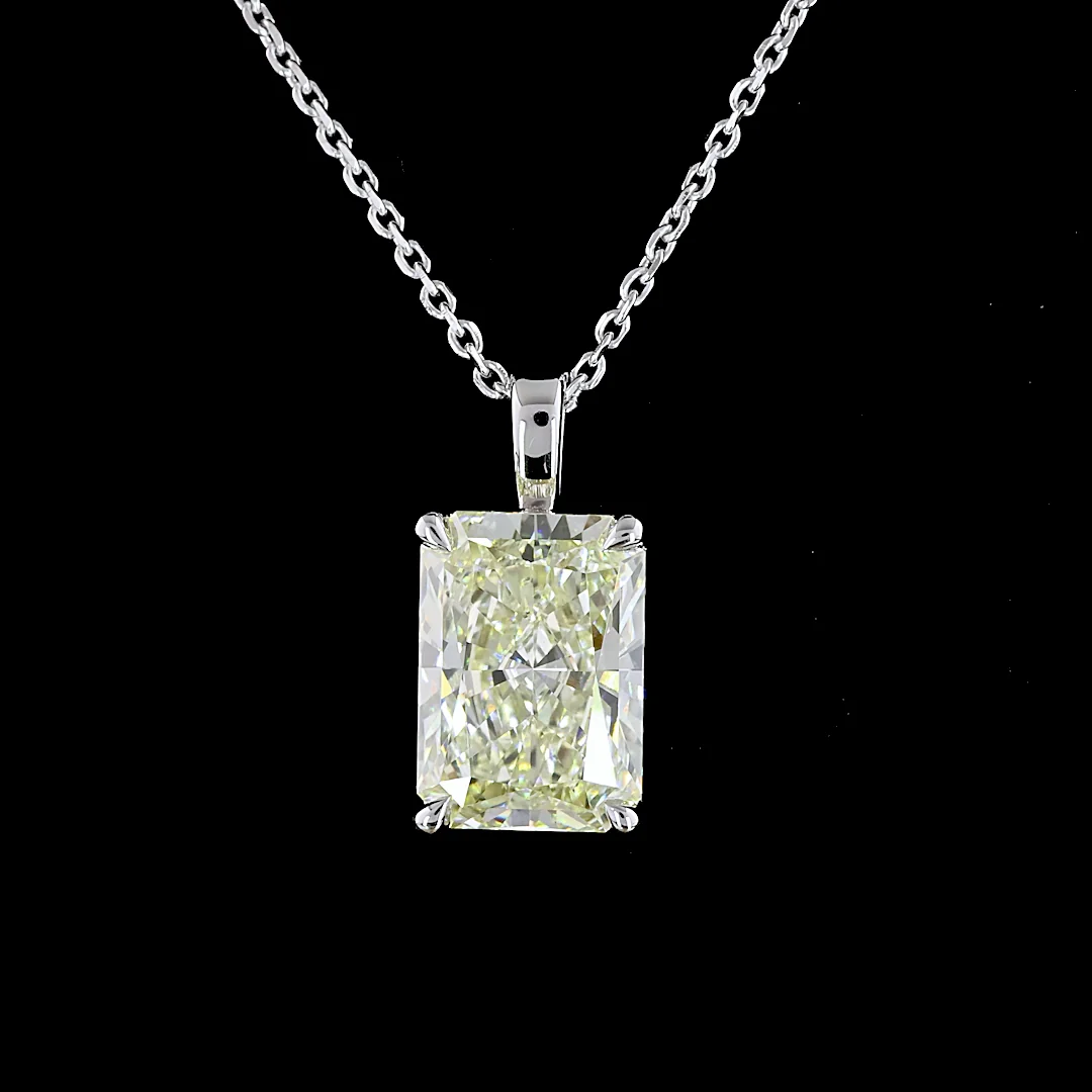 3.03 Cts 14k White Gold Radiant Shape Solitaire Pendant - Image 3