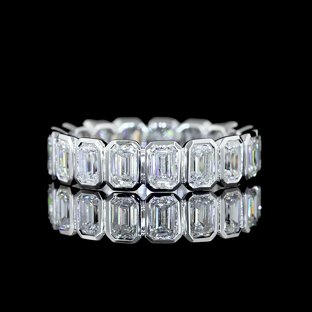 2.69 Cts 14k White Gold Emerald Shape Eternity Band Eternity Band - Video