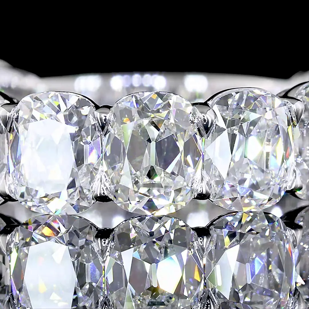 4.91 Cts 14k White Gold Antique Cushion Shape 3/4 Band Eternity Band - Image 3