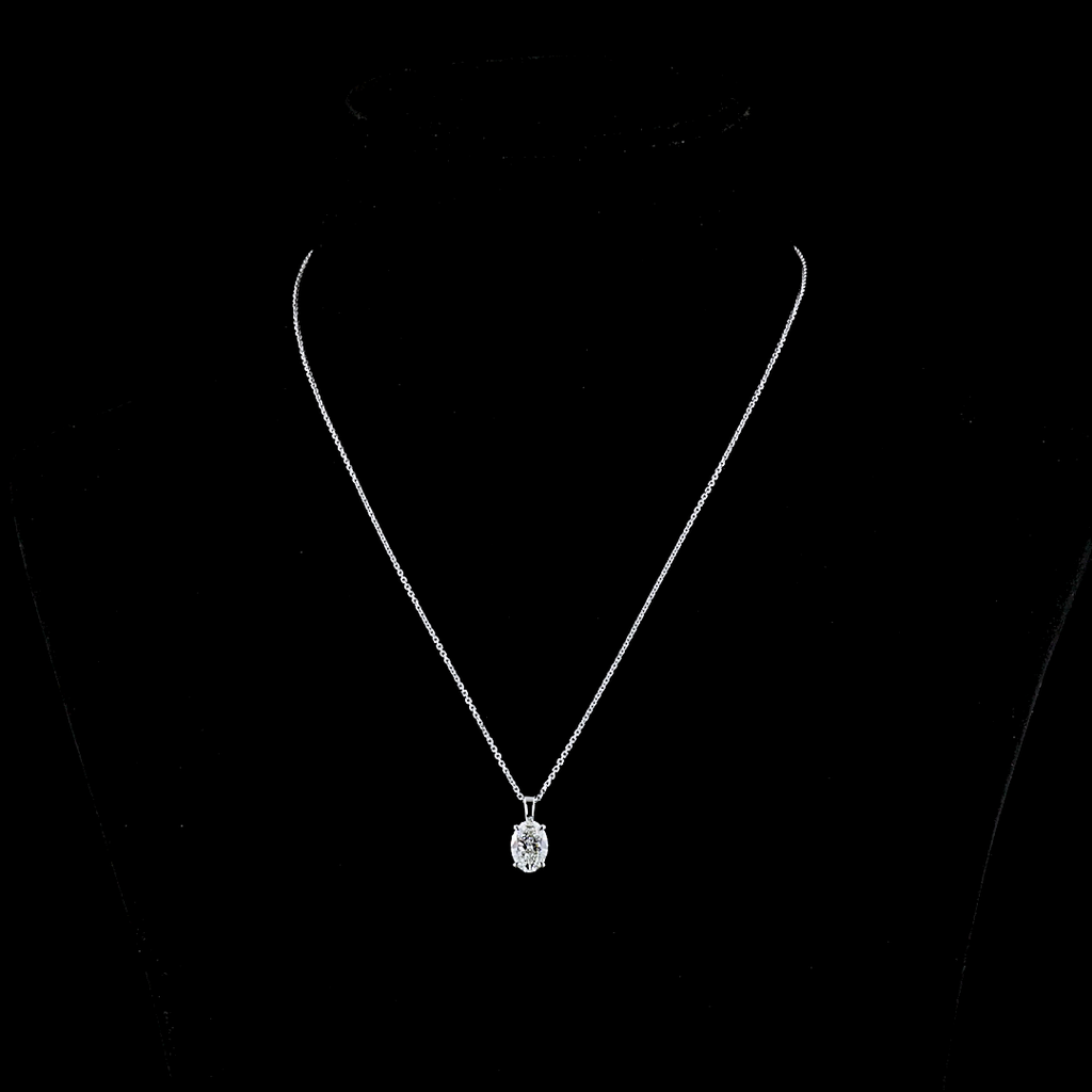 1.54 Cts 14k White Gold Oval Shape Solitaire Pendant - Video