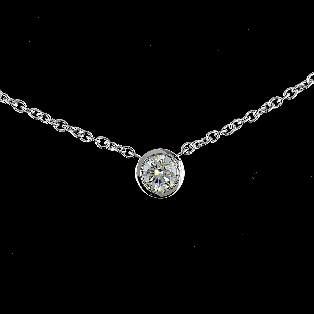 2.91 Cts 14k White Gold Round Shape Station Necklace - Image 2