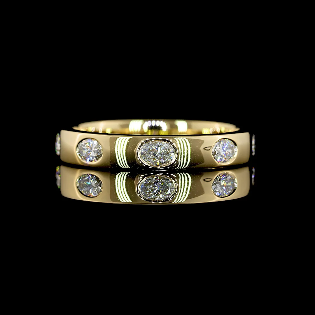 0.59 Cts 14k Yellow Gold Oval Shape 7 Stones Eternity Band - Video