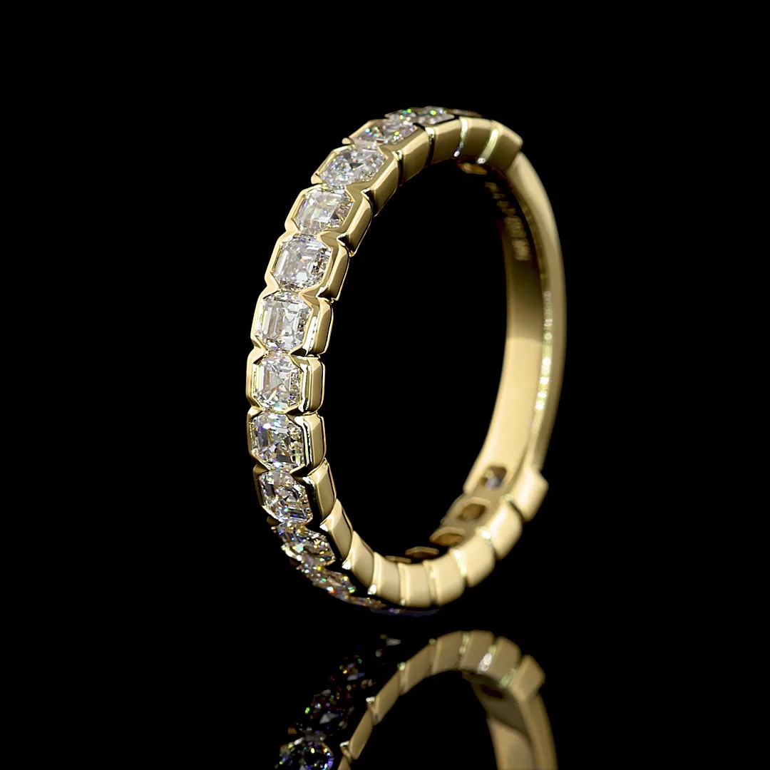 1.54 Cts 14k Yellow Gold Asscher Shape 3/4 Band Eternity Band - Image 4