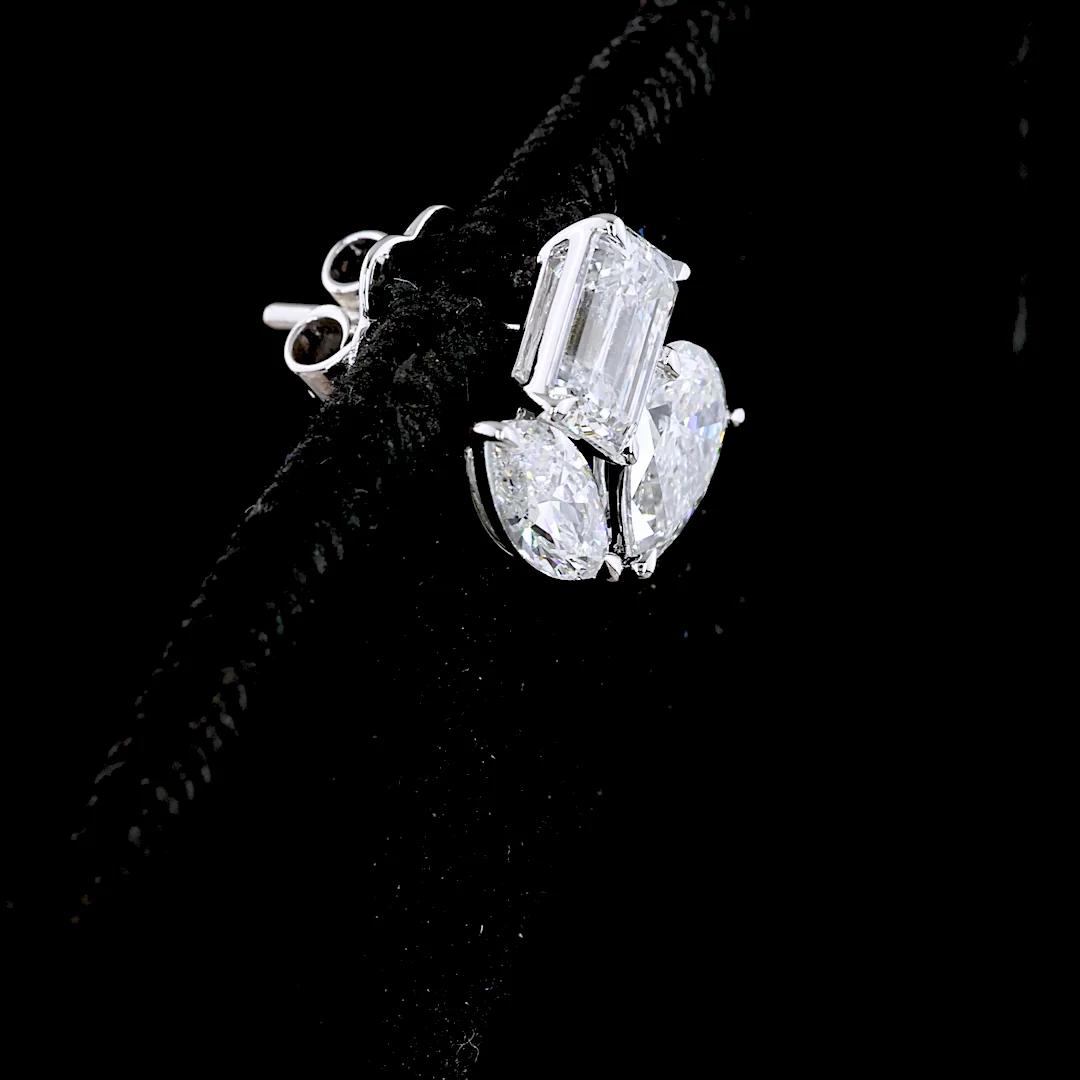 3 Cts 14k White Gold Mix Shape Studs Earring - Image 2