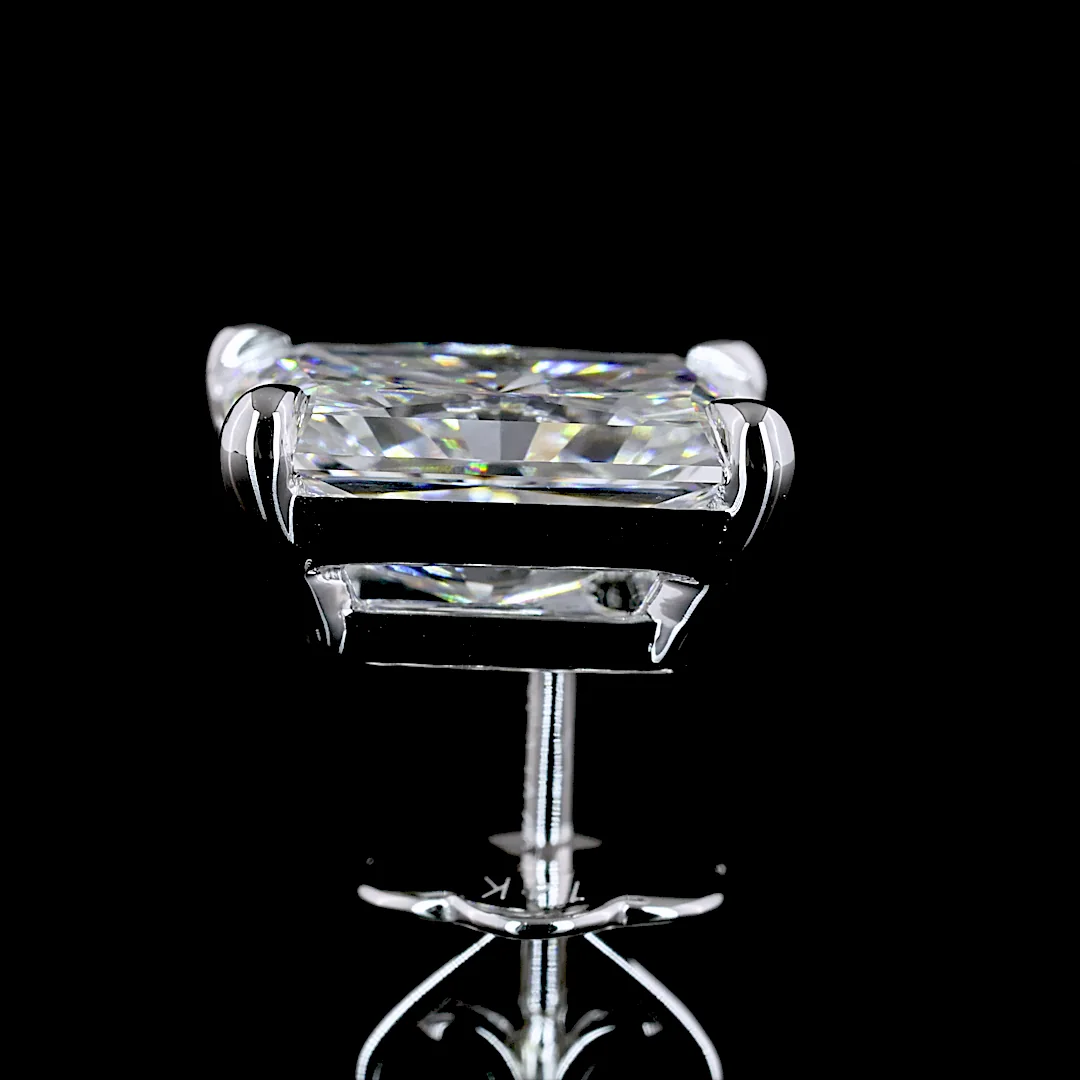 3.94 Cts 14k White Gold Radiant Shape Studs Earring - Image 4