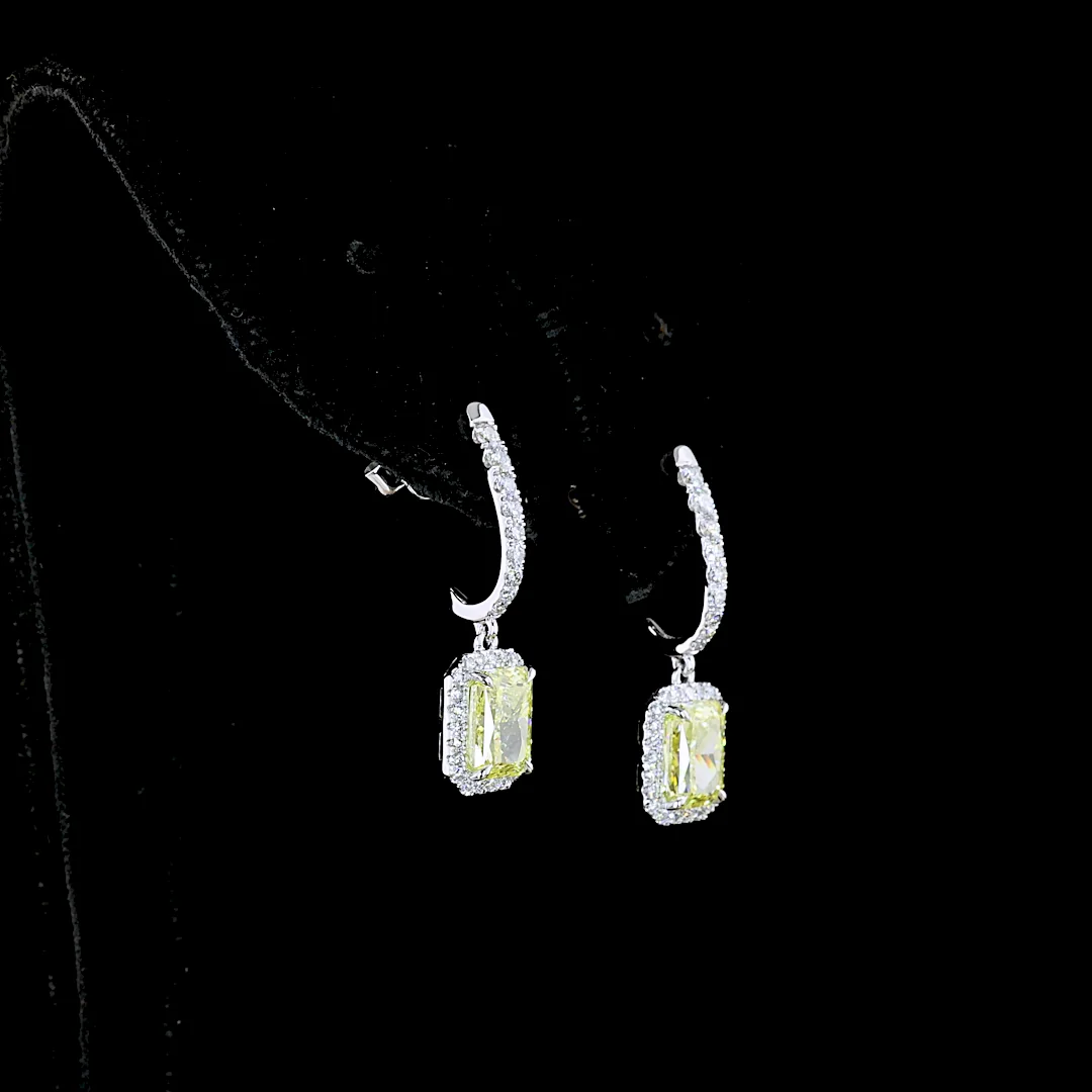 2.68 Cts 14k White Gold Radiant Shape Hanging Earring - Video