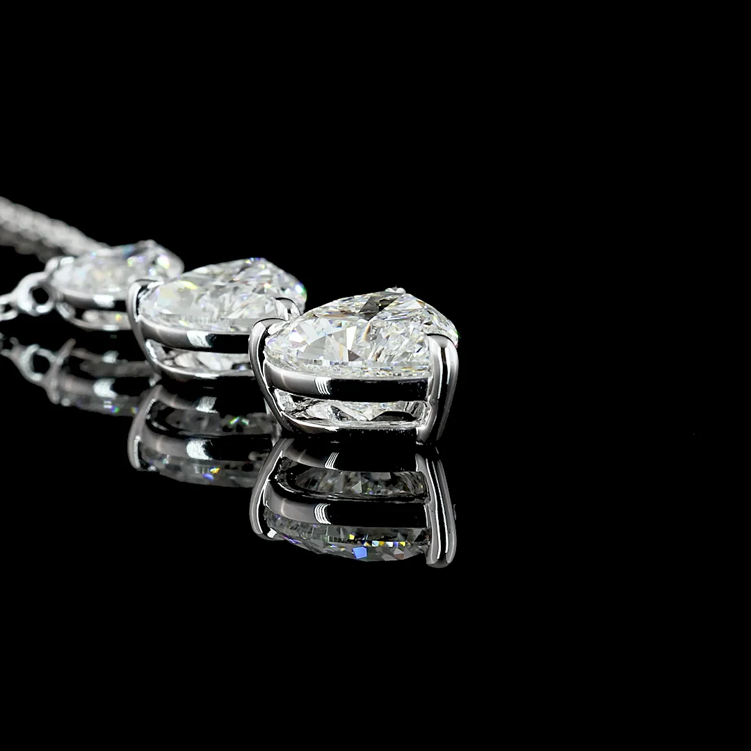 3.01 Cts 14k White Gold Heart Shape Pendant Pendant - Image 2