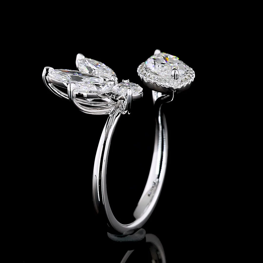 2.94 Cts 14k White Gold Mix Shape Special Ring - Image 4