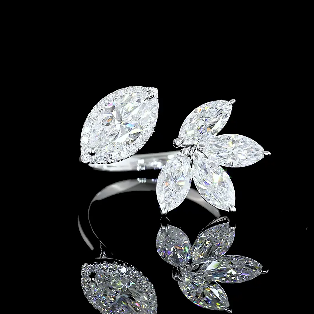 2.94 Cts 14k White Gold Mix Shape Special Ring - Video