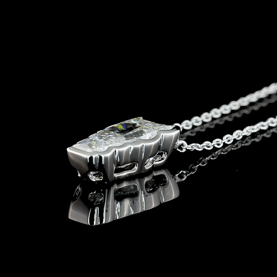 4.1 Cts 18k White Gold Horse Shape Symbol Pendant - Image 4