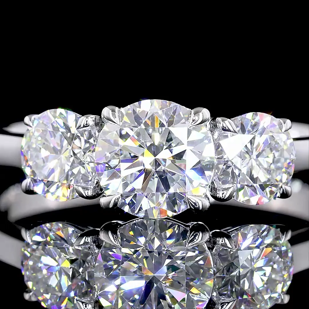 1.39 Cts 14k Yellow Gold Round Shape 3 Stones Ring - Image 3