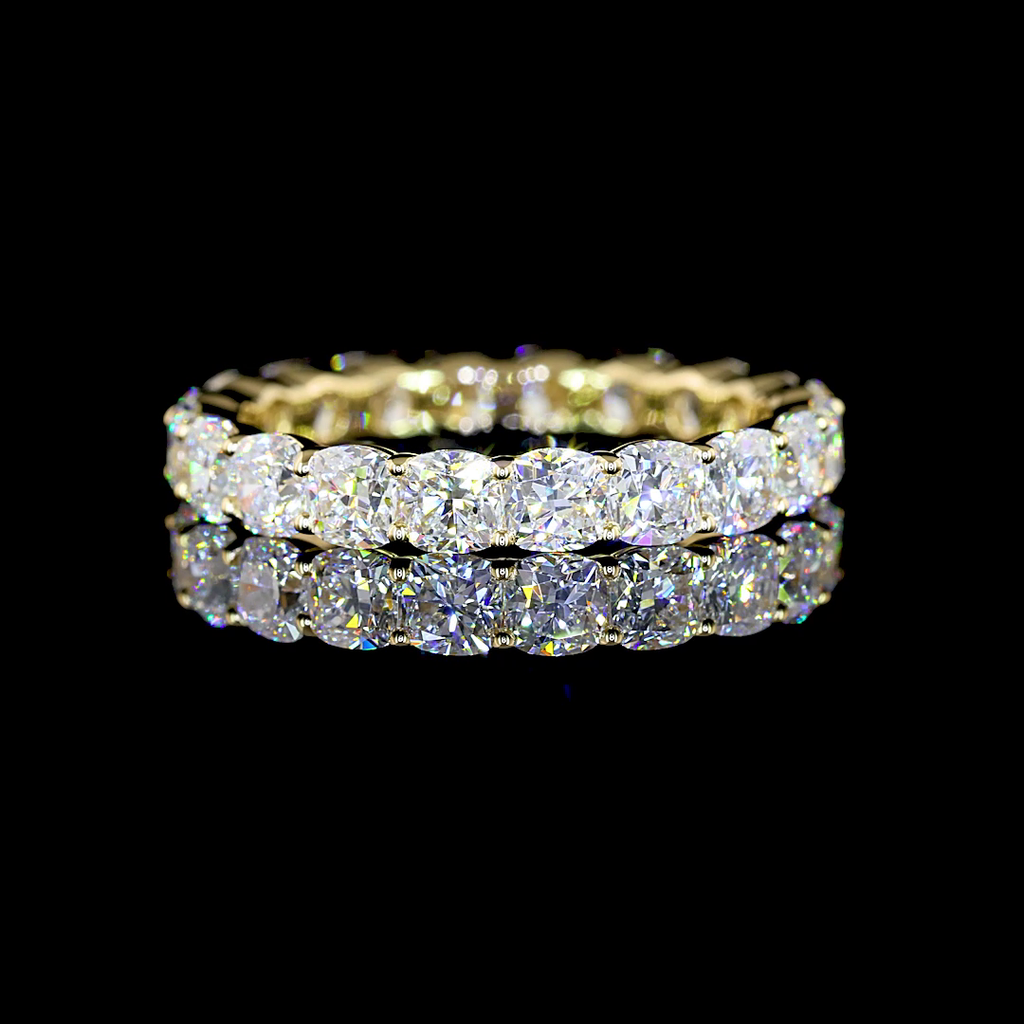 3.3 Cts 14k Yellow Gold Square Cushion Brilliant Shape Eternity Band Eternity Band - Video