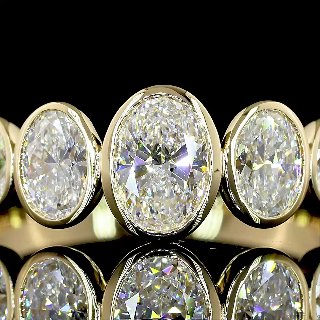 1.37 Cts 14k Yellow Gold Oval Shape 5 Stones Eternity Band - Image 3