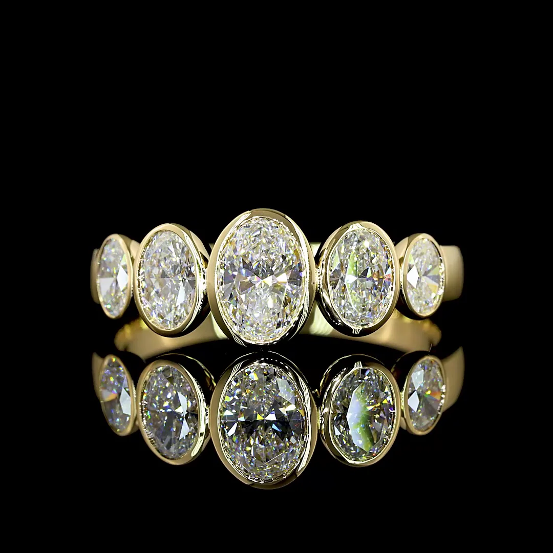 1.37 Cts 14k Yellow Gold Oval Shape 5 Stones Eternity Band - Video