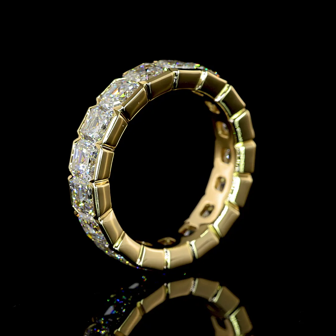 5.48 Cts 14k Yellow Gold Asscher Shape Eternity Band Eternity Band - Image 4