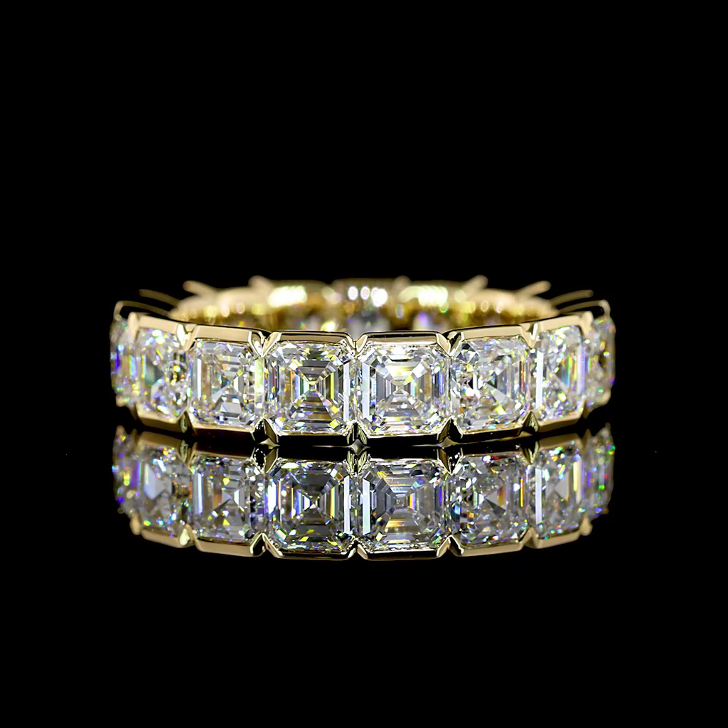 5.48 Cts 14k Yellow Gold Asscher Shape Eternity Band Eternity Band - Video