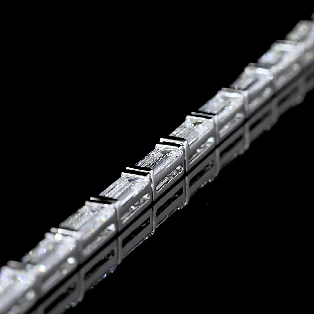 6.35 Cts 14k White Gold Baguette Shape Tennis Bracelet - Image 3