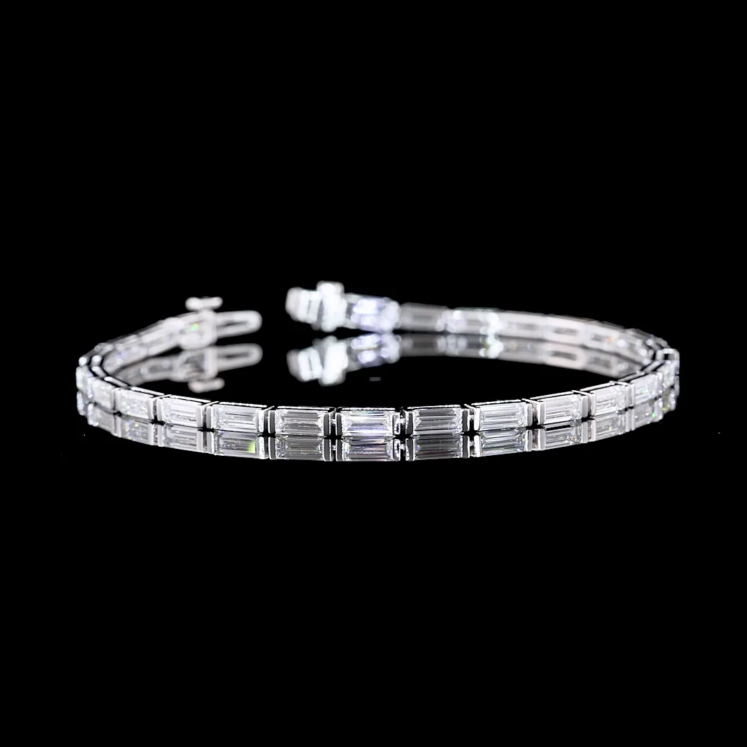 6.35 Cts 14k White Gold Baguette Shape Tennis Bracelet - Video