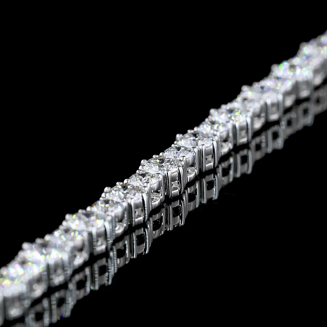 4.75 Cts 14k White Gold Round Shape Station Line Tennis Bracelet - Image 3