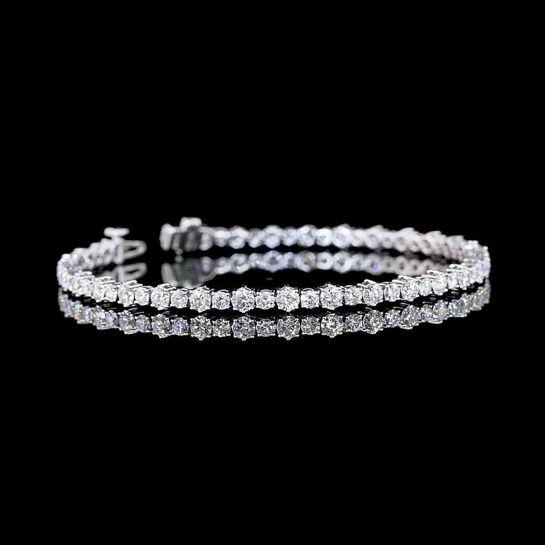 4.75 Cts 14k White Gold Round Shape Station Line Tennis Bracelet - Video