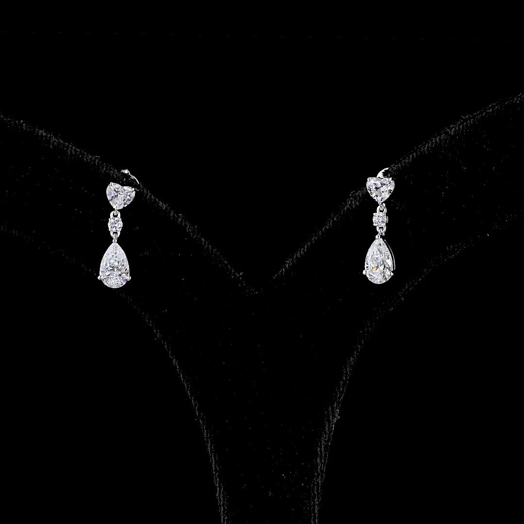1.66 Cts 14k White Gold Pear Shape Hanging Earring - Image 3