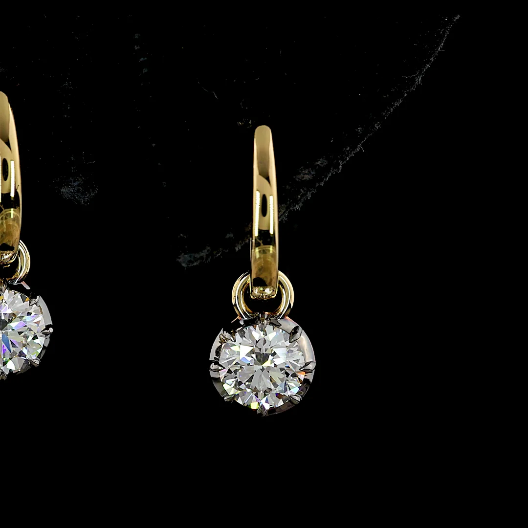 1.01 Cts 14k Yellow Gold Round Shape Hanging Earring - Image 4