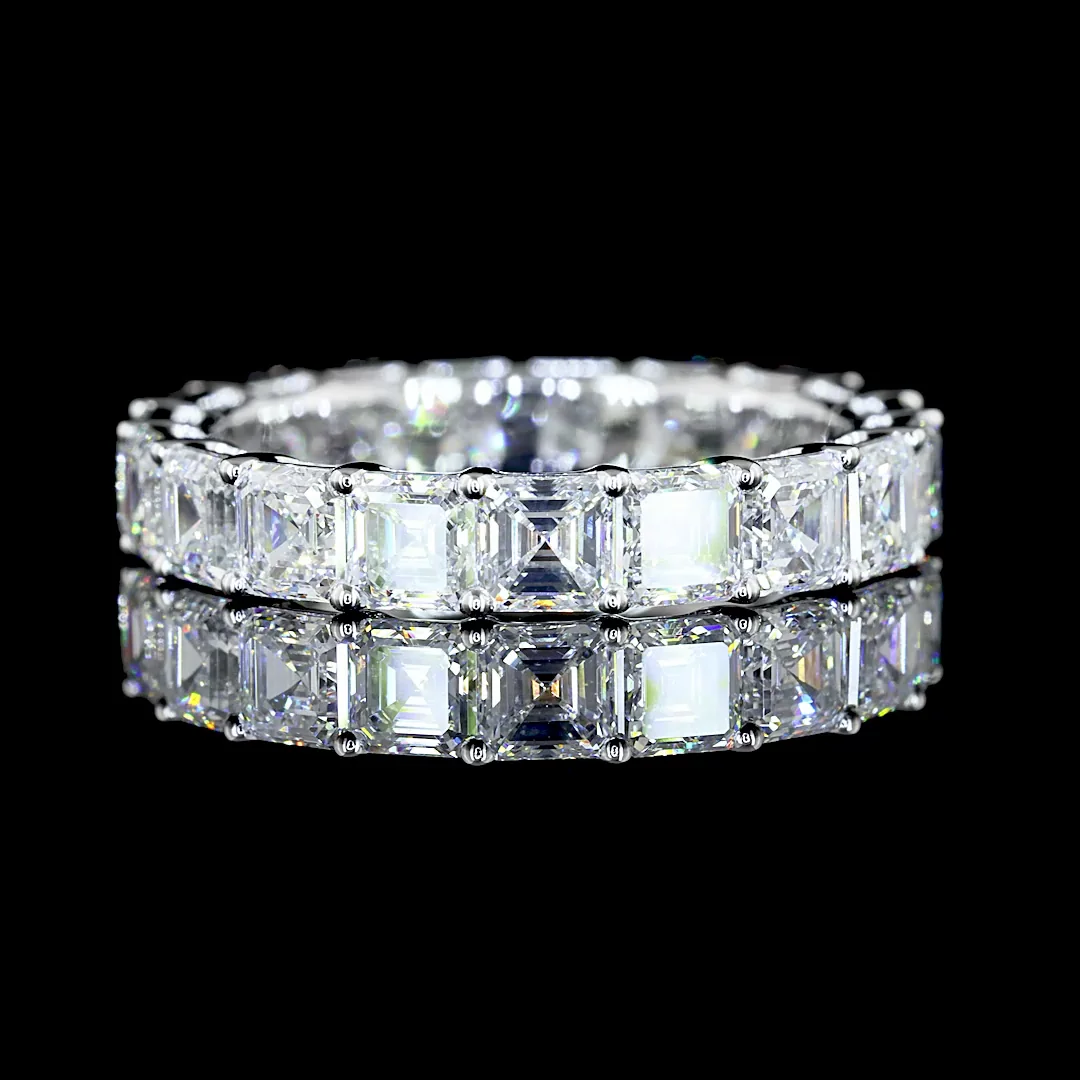4.28 Cts 14k White Gold Asscher Shape Eternity Band Eternity Band - Video