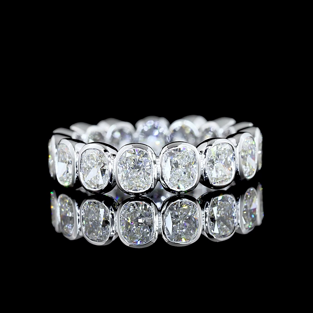 4.08 Cts 14k White Gold Cushion Brilliant Shape Eternity Band Eternity Band - Video