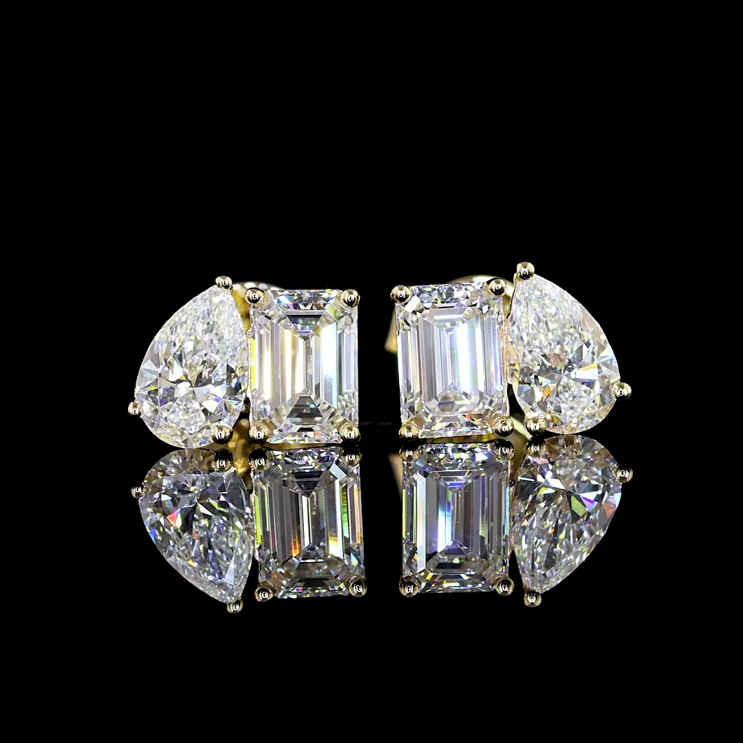 1.68 Cts 14k Yellow Gold Mix Shape Studs Earring - Image 3