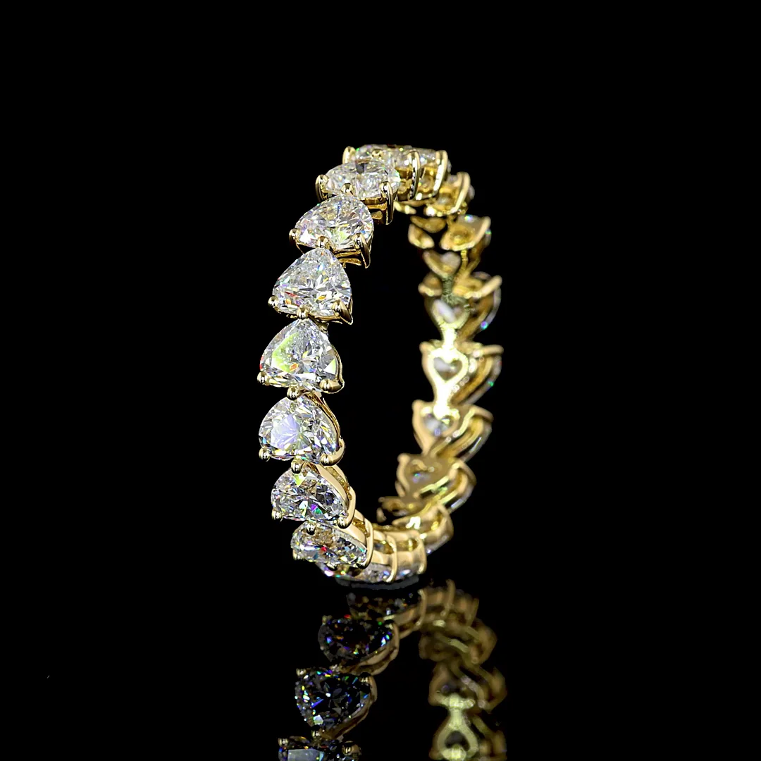 3.54 Cts 14k Yellow Gold Heart Shape Eternity Band Eternity Band - Image 4