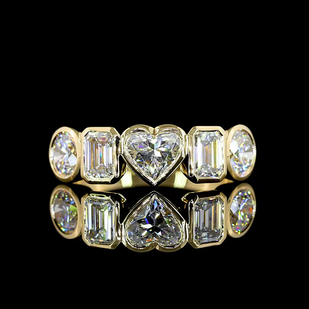 2.07 Cts 14k Yellow Gold Mix Shape 5 Stones Eternity Band - Video