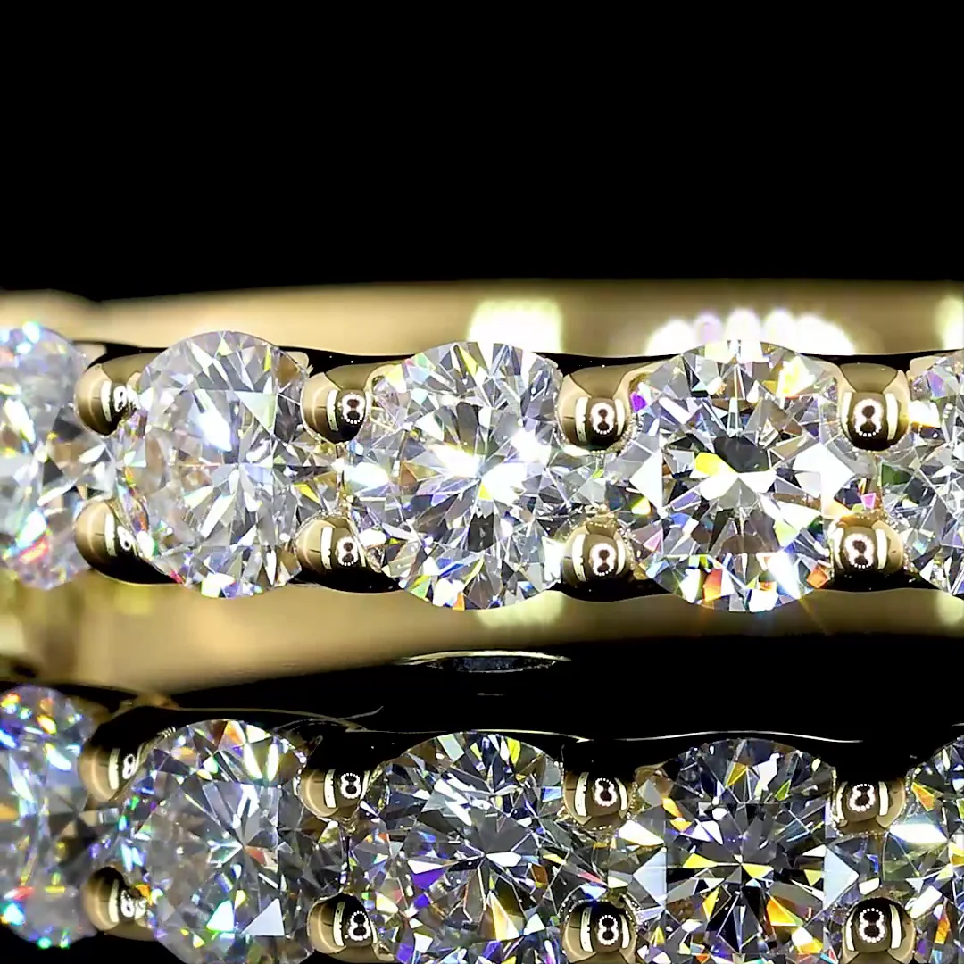 1.13 Cts 14k Yellow Gold Round Shape Half Eternity Eternity Band - Image 3