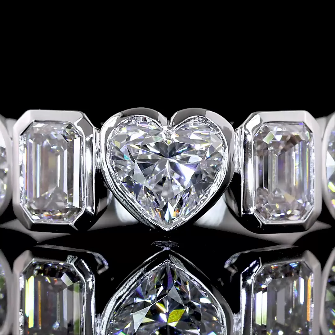 2.04 Cts 14k White Gold Mix Shape 5 Stones Eternity Band - Image 3