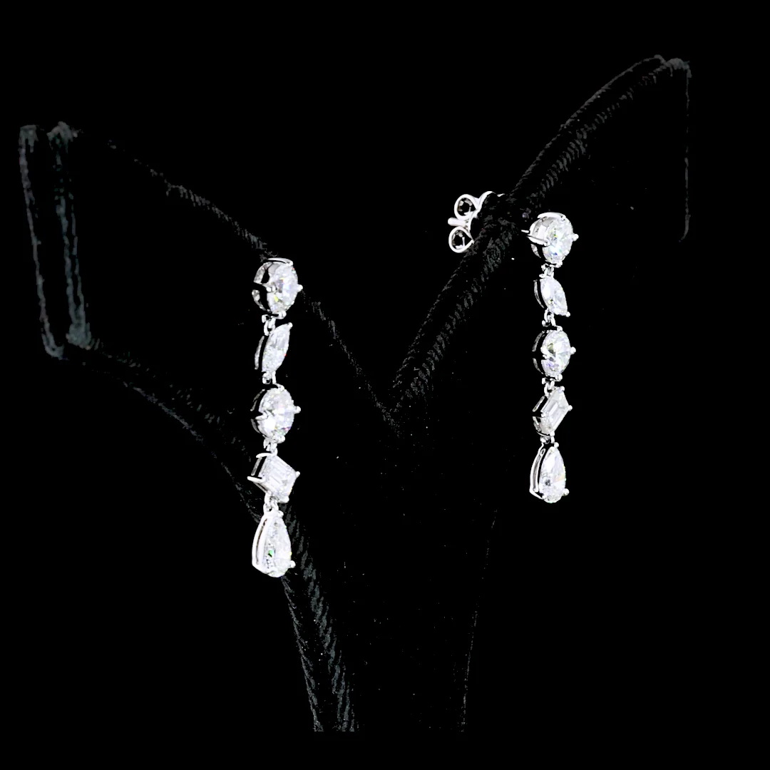 2.42 Cts 14k White Gold Mix Shape Hanging Earring - Video