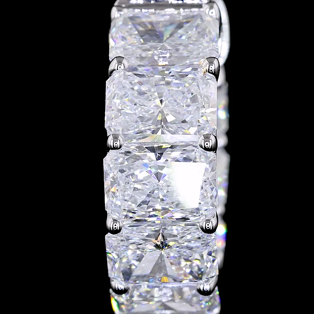 5.03 Cts 14k White Gold Radiant Shape Huggies Earring - Image 2